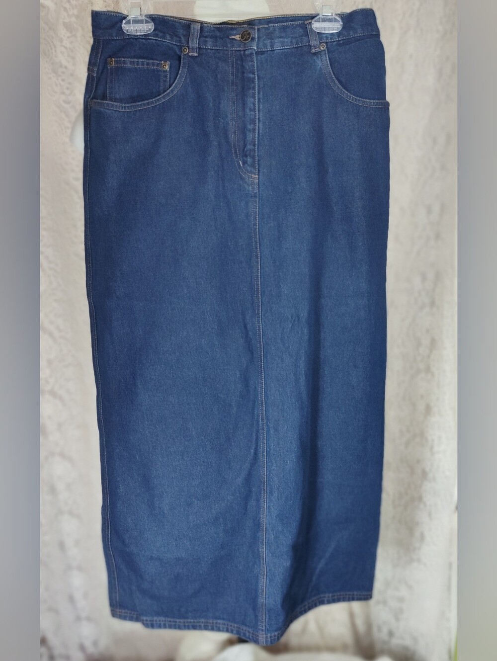 Rafaella Classic Dark Blue Denim Maxi Skirt